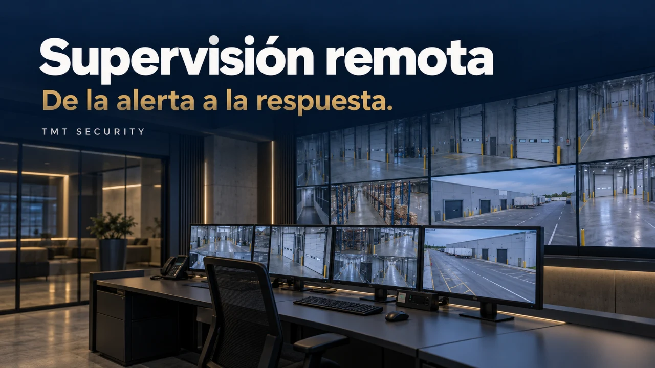 Centro de monitoreo vacío con el título Supervisión remota